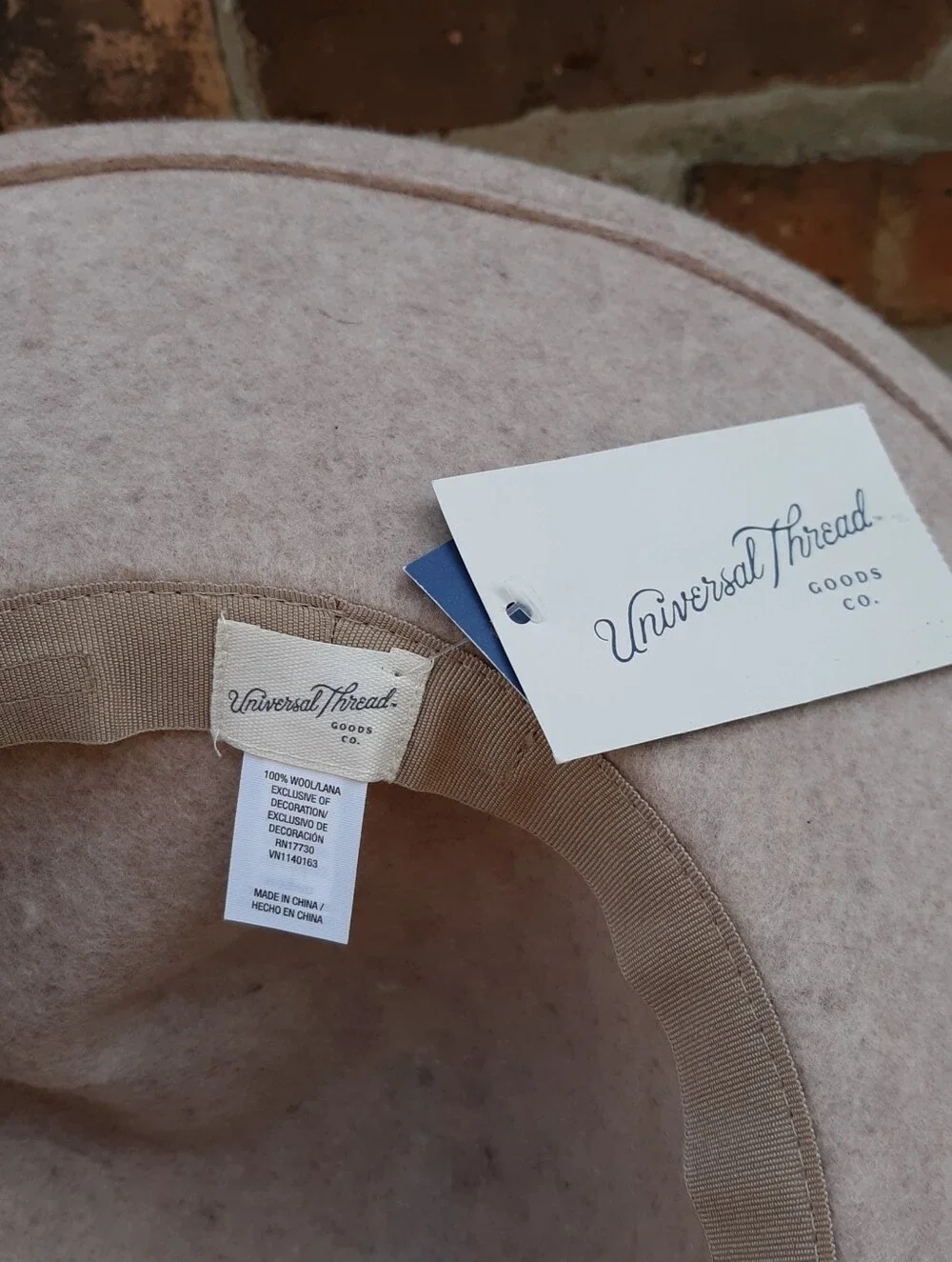 Universal Thread Beige Heather 100% Wool Wide Brim Fedora Panama Hat New With Ta